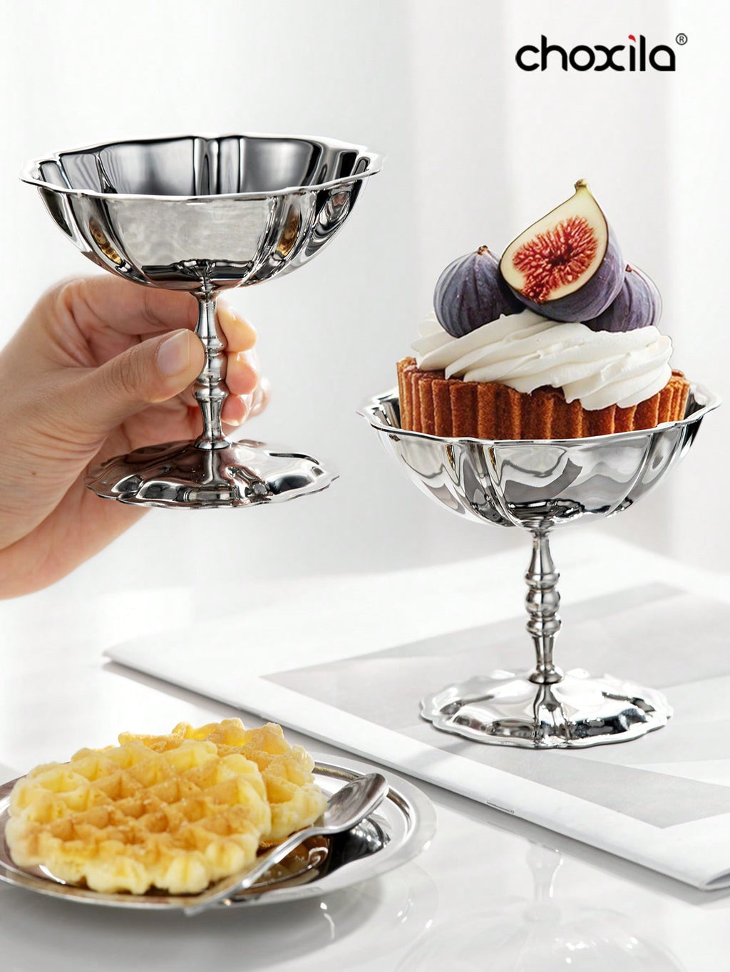 choxila 1 Set Dessert Plate, Vegetable Bowl, Stainless Steel Ice Cream Cup, Tray, Pudding Dessert Cup, Cute Dinnerware Plate, Tray, Candle Holder, Essential For Back To School Season