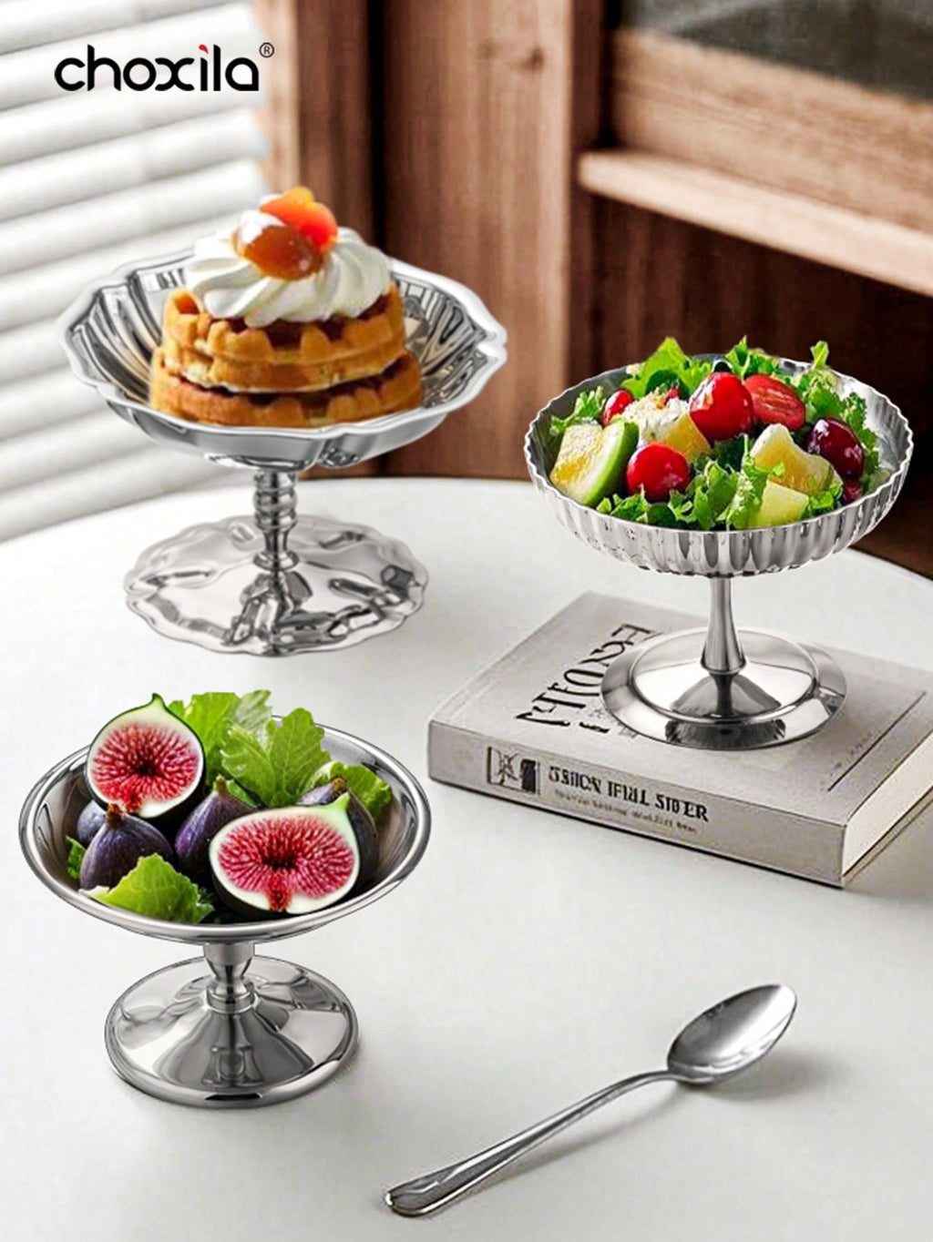 choxila 1 Set Dessert Plate, Vegetable Bowl, Stainless Steel Ice Cream Cup, Tray, Pudding Dessert Cup, Cute Dinnerware Plate, Tray, Candle Holder, Essential For Back To School Season
