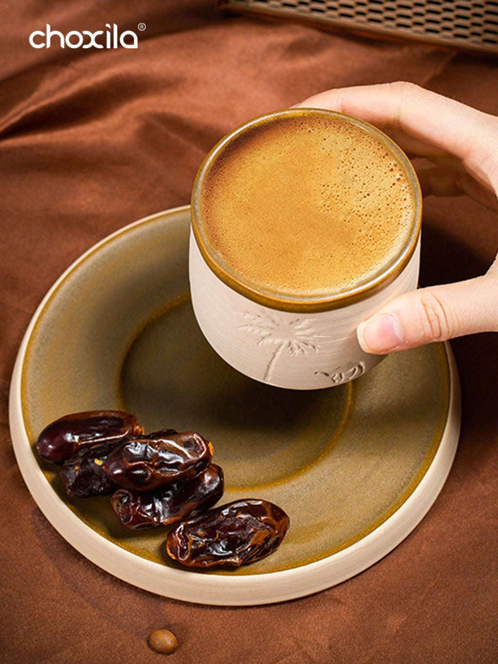 choxila 1 كوب قهوة سيراميك بتصميم جمل الصحراء وأشجار النخيل، سعة 120مل/250مل/310مل - قابل لإعادة الاستخدام، يُغسل باليد فقط، مثالي لتجمعات العائلة والمناسبات الخاصة، هدية ذات موضوع صحراوي، كوب قهوة صحراوي | ديكور ذو موضوع صحراوي | كوب سيراميك متين