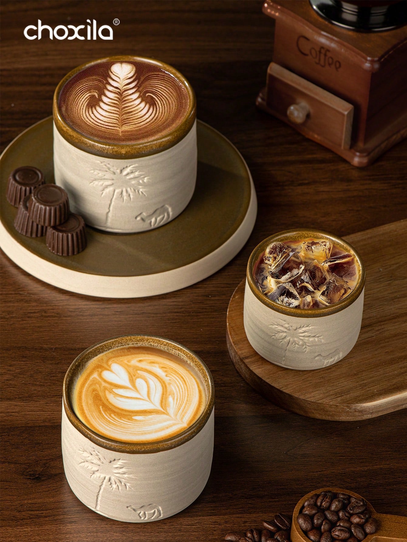 choxila 1 كوب قهوة سيراميك بتصميم جمل الصحراء وأشجار النخيل، سعة 120مل/250مل/310مل - قابل لإعادة الاستخدام، يُغسل باليد فقط، مثالي لتجمعات العائلة والمناسبات الخاصة، هدية ذات موضوع صحراوي، كوب قهوة صحراوي | ديكور ذو موضوع صحراوي | كوب سيراميك متين