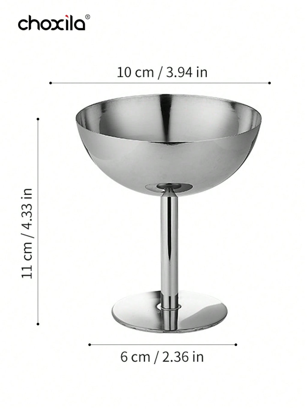 choxila 1/2/4/6 أكواب من الفولاذ المقاوم للصدأ لتقديم الآيس كريم والحلويات والصحون المزينة المستديرة المحاطة بحافة لتقديم السلطة والفواكه واللبن والحلويات لحفلات