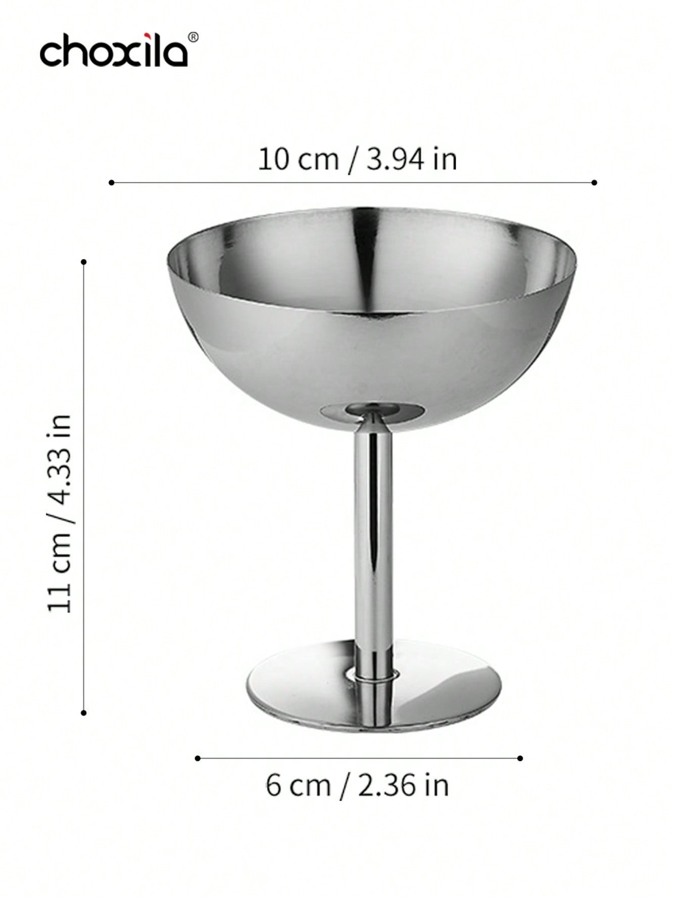 choxila 1/2/4/6 أكواب من الفولاذ المقاوم للصدأ لتقديم الآيس كريم والحلويات والصحون المزينة المستديرة المحاطة بحافة لتقديم السلطة والفواكه واللبن والحلويات لحفلات