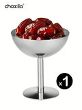 choxila 1/2/4/6 أكواب من الفولاذ المقاوم للصدأ لتقديم الآيس كريم والحلويات والصحون المزينة المستديرة المحاطة بحافة لتقديم السلطة والفواكه واللبن والحلويات لحفلات