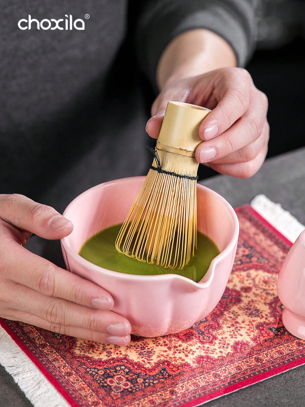 choxila مجموعة بداية تقليدية للماتشا 7 قطع، مجموعة خفاقة الماتشا، طقم أدوات تحضير الشاي الماتشا، طقم أدوات عشاق الماتشا، مجموعة هدايا الماتشا مع حقيبة، تشمل وعاء الماتشا، خفاقة الماتشا من البامبو، ملعقة الشاي، حامل الخفاقة، منخل الماتشا، كوب شاي، وسادة ال