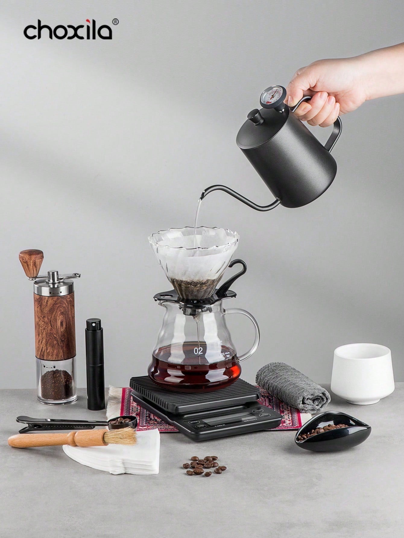 choxila 15 قطعة/مجموعة، طقم قطرة القهوة 15 قطعة مع علبة أدوات، مقاس V02 طقم قهوة قطرة اليد، طقم قهوة قطرة V02، طقم ملحقات تحضير القهوة باليد، هدية لعشاق القهوة