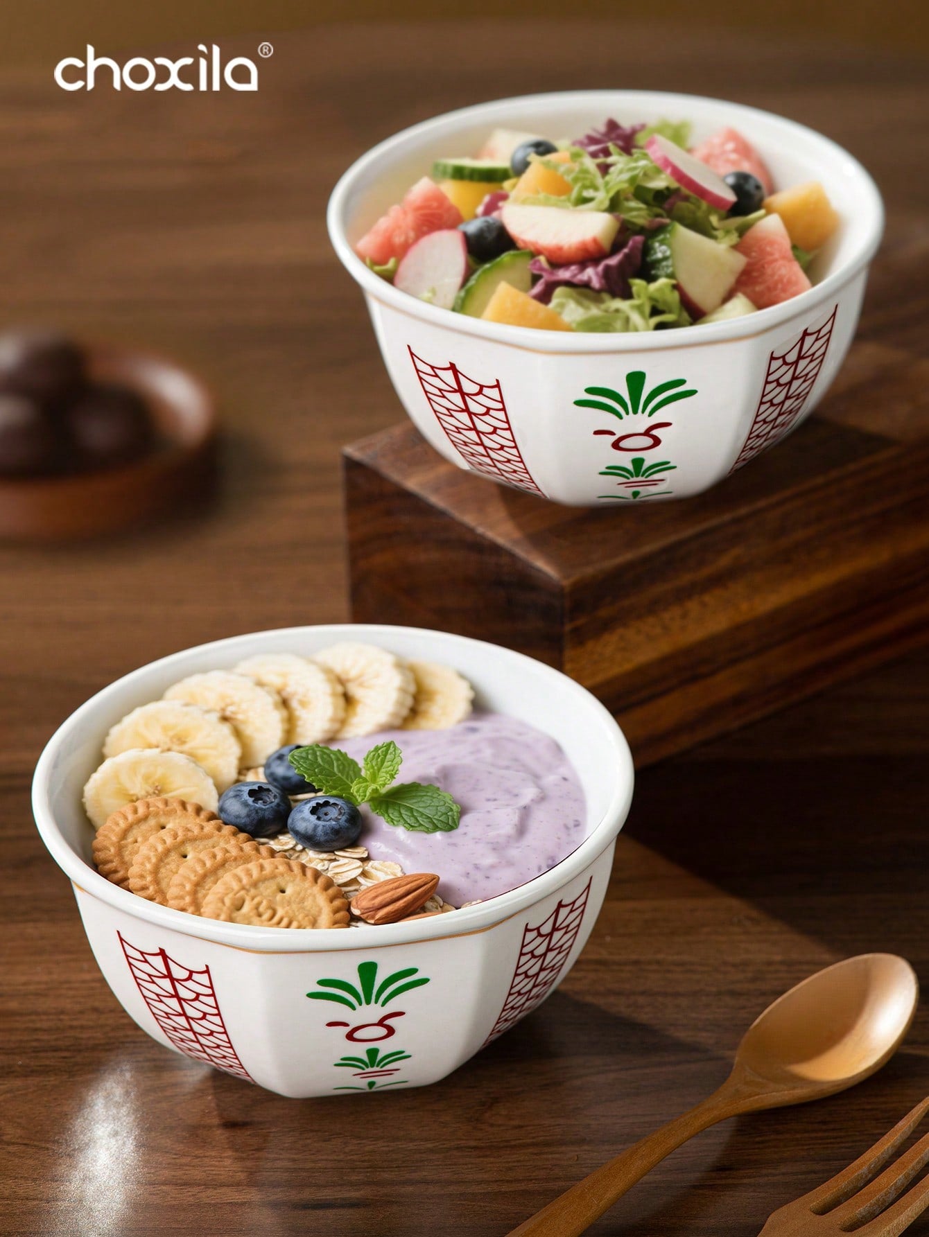 choxila 1 قطعة أطباق حلويات، أكواب حلويات، بأنماط أسلوب الشرق الأوسط (بأنماط الزهور أو أشجار جوز الهند)، صواني تقديم، صواني لوضع الوجبات الخفيفة والفواكه على طاولات غرف المعيشة، صواني عالية الجودة، مناسبة لتجمعات العائلة، وتناول الشاي بعد الظهر، وغرف النو