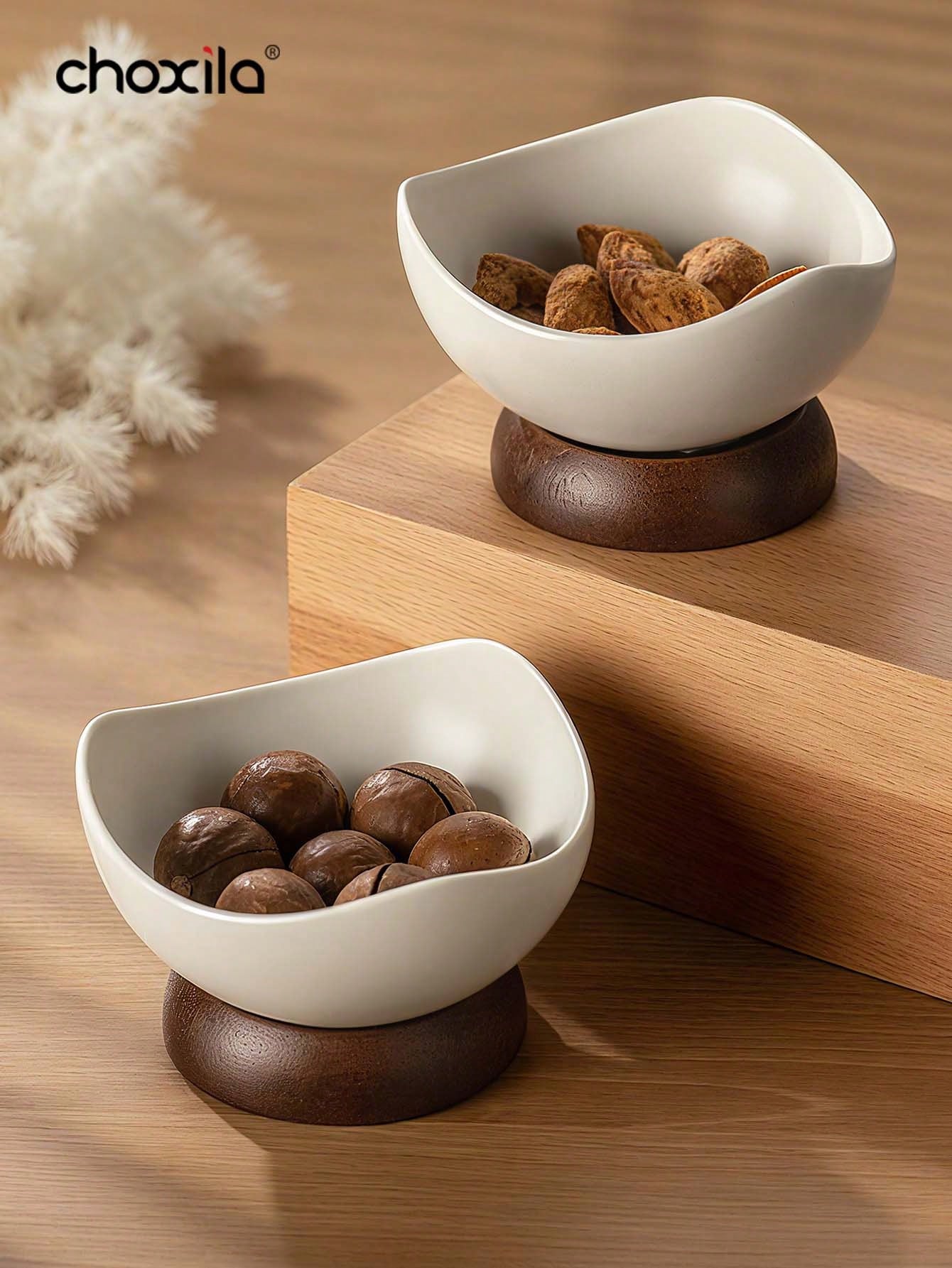 choxila 1 طبق حلوى رجعي مع قاعدة خشبية قوية، وأطباق المكسرات والوجبات الخفيفة والحلوى والمجوهرات والخضروات والفواكه والسلطات واللبن والمكونات الصغيرة، كوب حلوى إبداعي، وعاء حلوى متعدد الاستخدامات قابل لإعادة الاستخدام للمنزل والمطعم والمطبخ والتخييم ورمضا