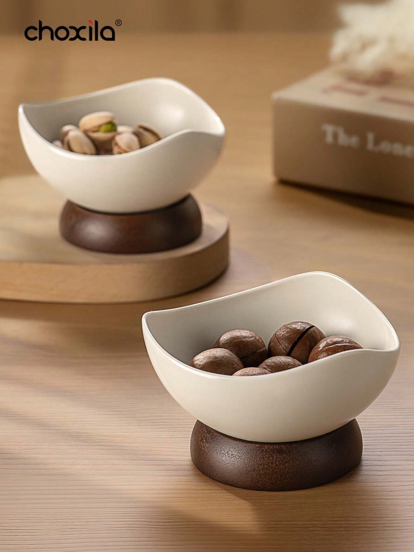 choxila 1 طبق حلوى رجعي مع قاعدة خشبية قوية، وأطباق المكسرات والوجبات الخفيفة والحلوى والمجوهرات والخضروات والفواكه والسلطات واللبن والمكونات الصغيرة، كوب حلوى إبداعي، وعاء حلوى متعدد الاستخدامات قابل لإعادة الاستخدام للمنزل والمطعم والمطبخ والتخييم ورمضا