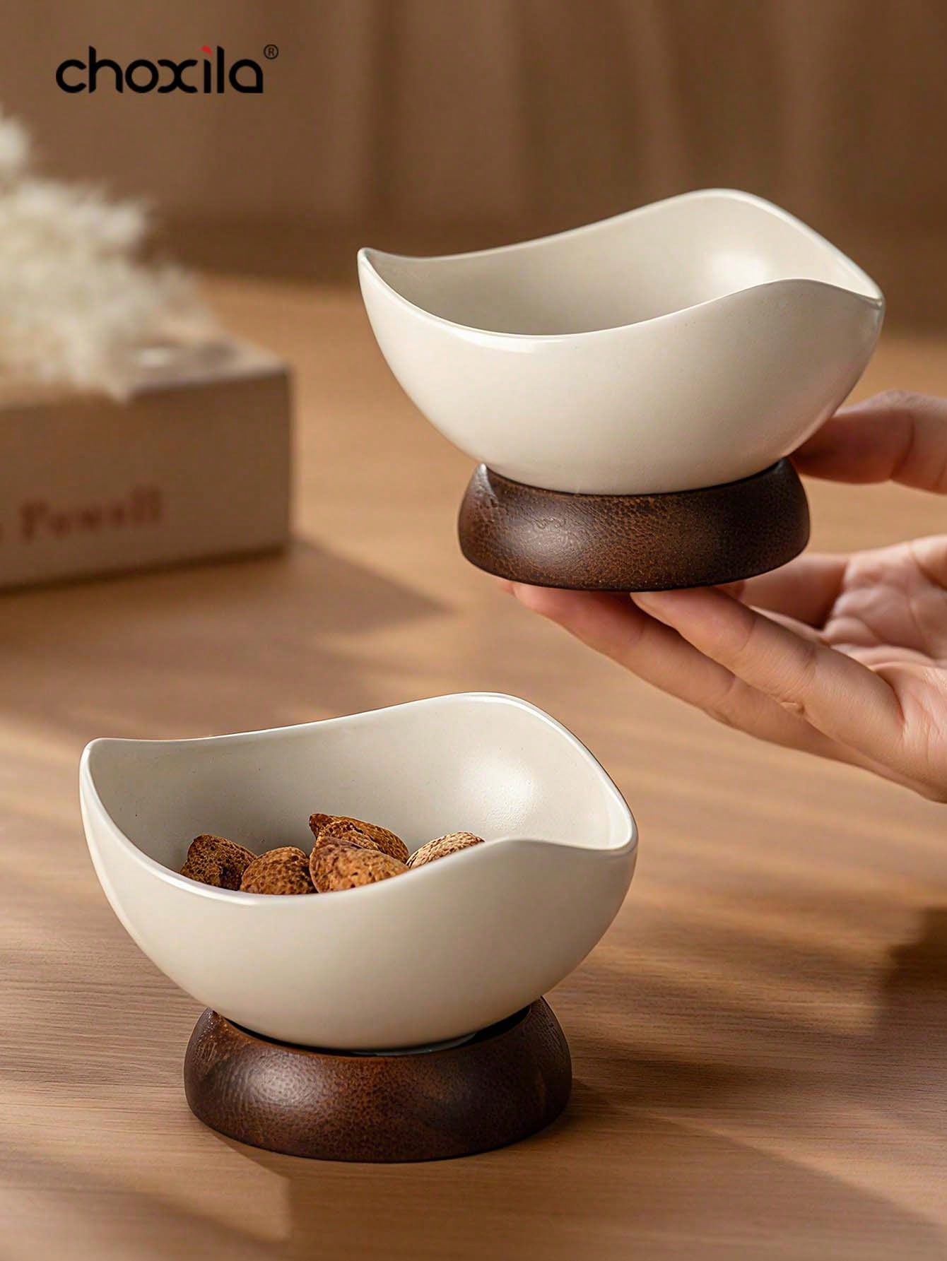 choxila 1 طبق حلوى رجعي مع قاعدة خشبية قوية، وأطباق المكسرات والوجبات الخفيفة والحلوى والمجوهرات والخضروات والفواكه والسلطات واللبن والمكونات الصغيرة، كوب حلوى إبداعي، وعاء حلوى متعدد الاستخدامات قابل لإعادة الاستخدام للمنزل والمطعم والمطبخ والتخييم ورمضا