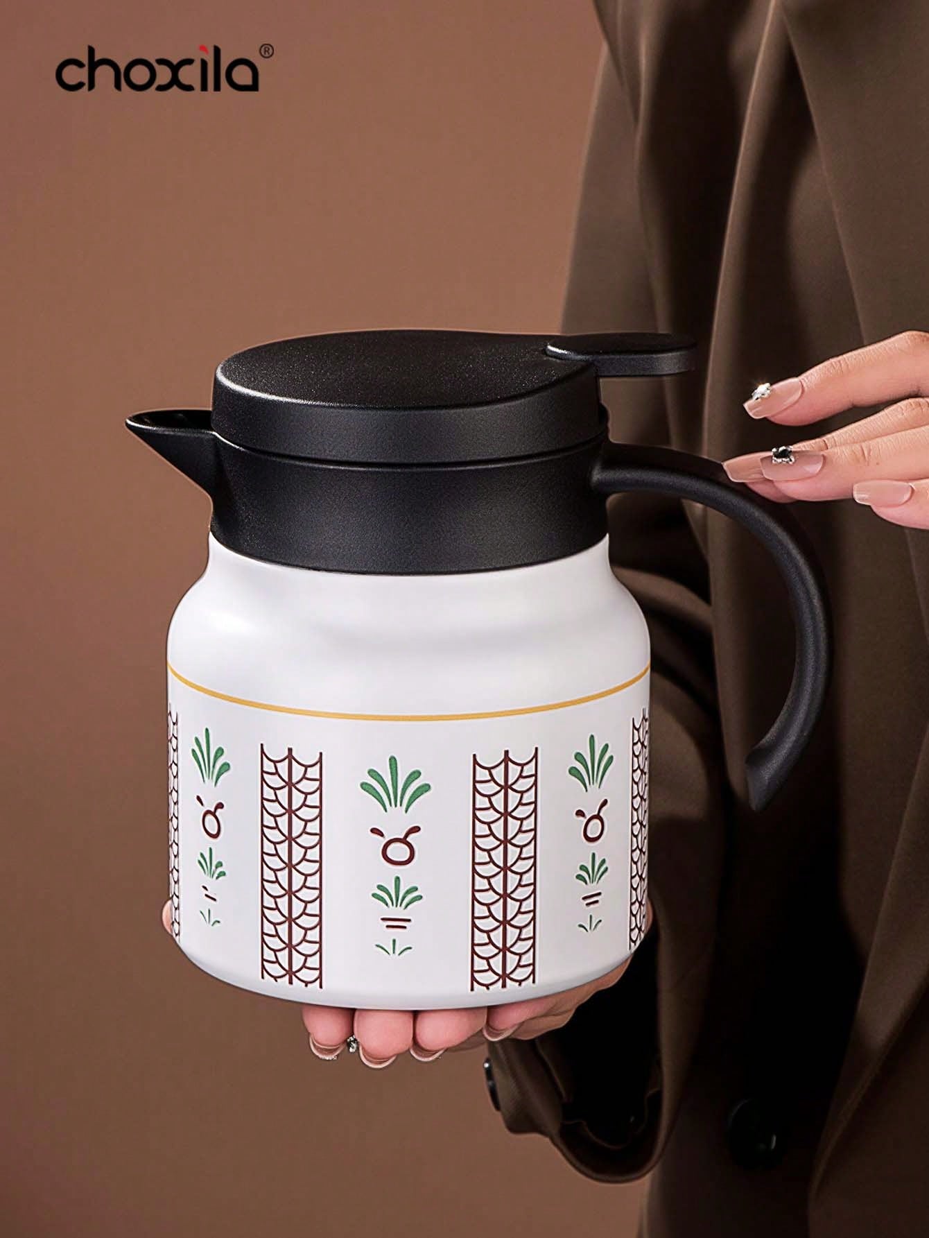 choxila 1 قطعة إبريق فراغي من الفولاذ المقاوم للصدأ، إبريق شاي معزول بمصفاة، إبريق شاي على الطراز السعودي، إبريق ماء، إبريق قهوة، إبريق فراغي مزدوج الجدران للحفلات/المنزل/المكتب/هدايا رمضان