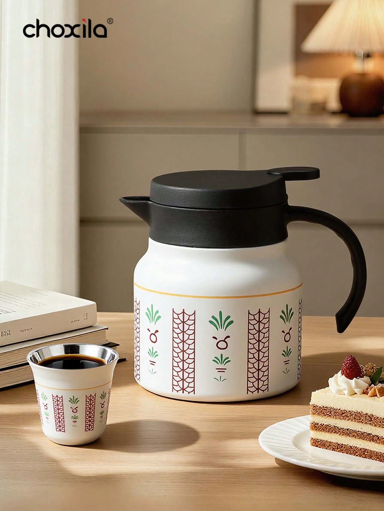 choxila 1 قطعة إبريق فراغي من الفولاذ المقاوم للصدأ، إبريق شاي معزول بمصفاة، إبريق شاي على الطراز السعودي، إبريق ماء، إبريق قهوة، إبريق فراغي مزدوج الجدران للحفلات/المنزل/المكتب/هدايا رمضان