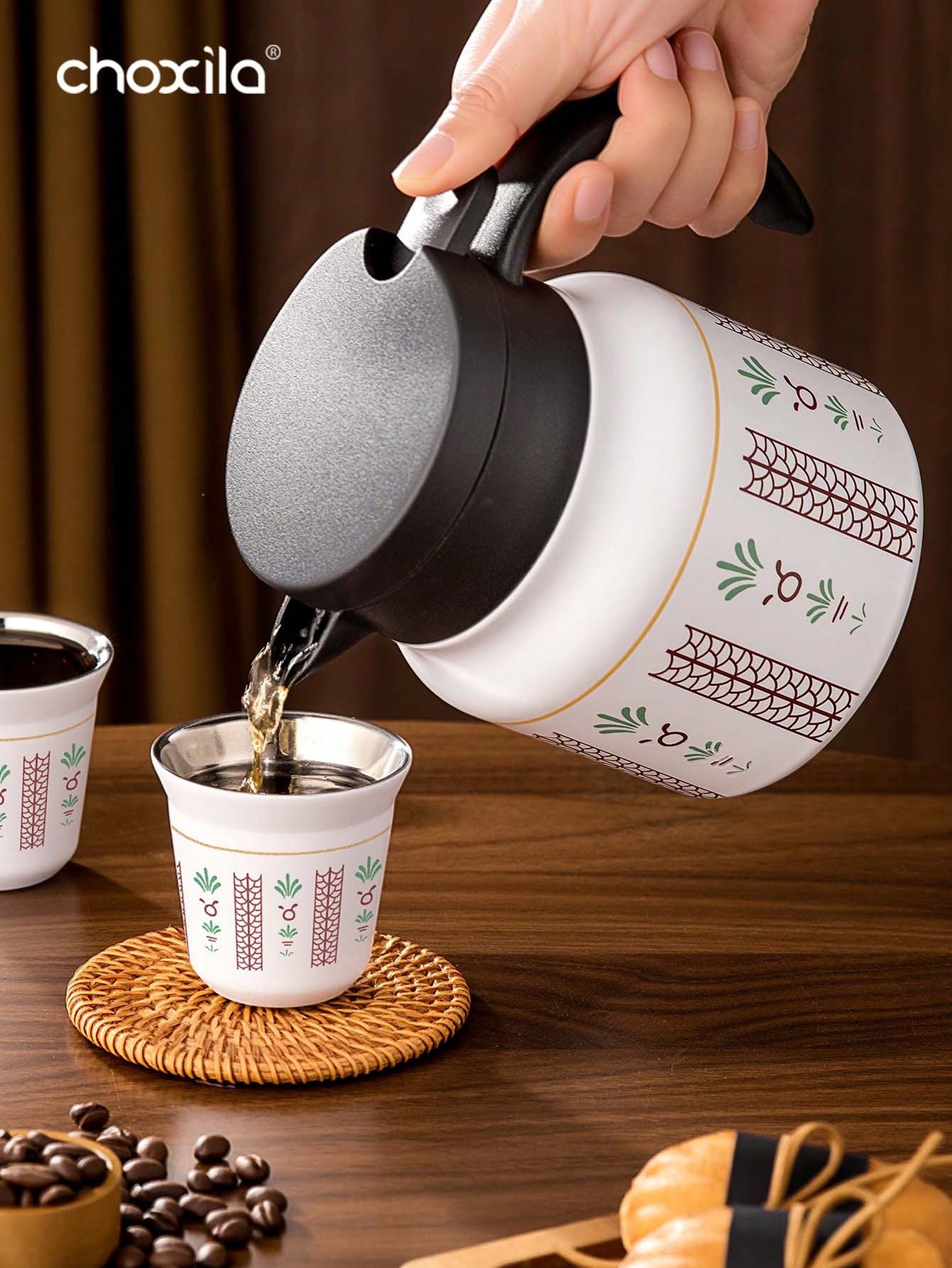 choxila 1 قطعة إبريق فراغي من الفولاذ المقاوم للصدأ، إبريق شاي معزول بمصفاة، إبريق شاي على الطراز السعودي، إبريق ماء، إبريق قهوة، إبريق فراغي مزدوج الجدران للحفلات/المنزل/المكتب/هدايا رمضان