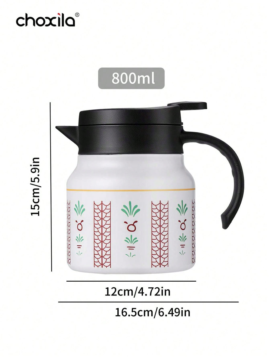 choxila 1 قطعة إبريق فراغي من الفولاذ المقاوم للصدأ، إبريق شاي معزول بمصفاة، إبريق شاي على الطراز السعودي، إبريق ماء، إبريق قهوة، إبريق فراغي مزدوج الجدران للحفلات/المنزل/المكتب/هدايا رمضان