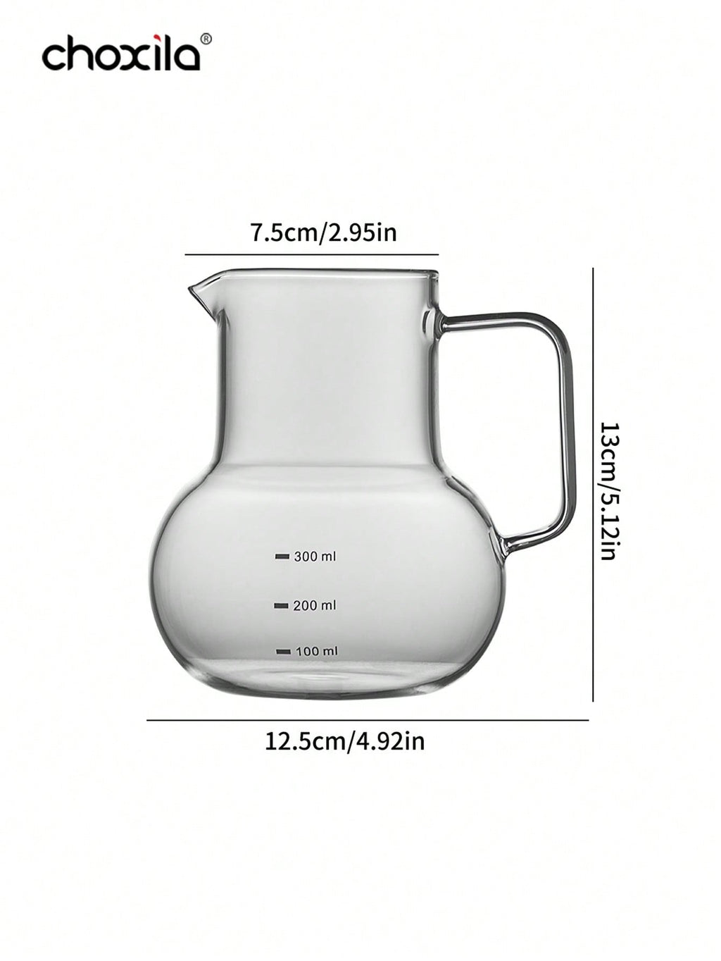 1个高硼硅玻璃咖啡分享壶，耐热V02手冲咖啡壶带刻度 - 600ml手冲 & 挂耳咖啡壶，咖啡过滤壶，咖啡壶，咖啡配件，咖啡馆、露营和家庭必备咖啡设备