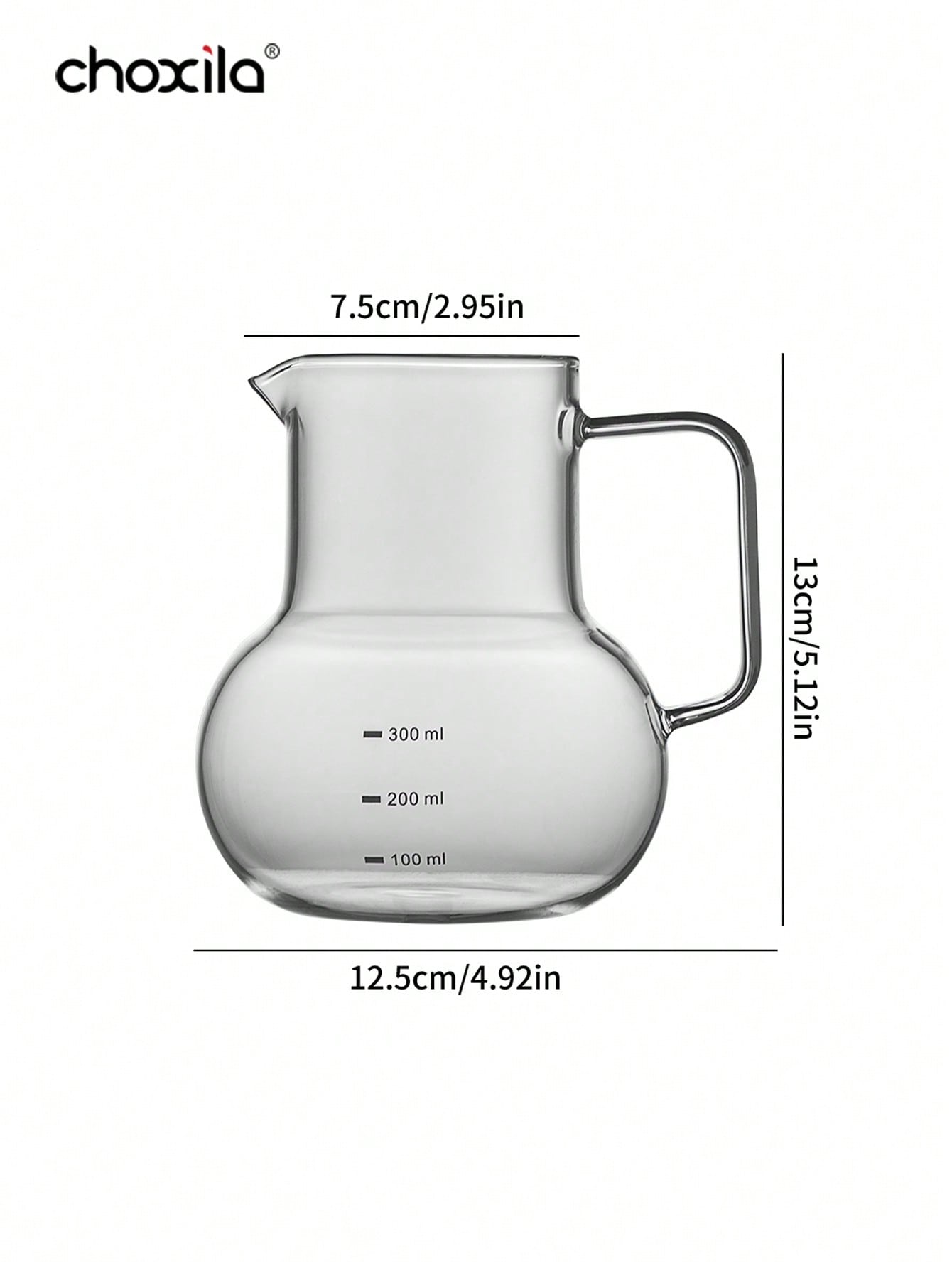 1个高硼硅玻璃咖啡分享壶，耐热V02手冲咖啡壶带刻度 - 600ml手冲 & 挂耳咖啡壶，咖啡过滤壶，咖啡壶，咖啡配件，咖啡馆、露营和家庭必备咖啡设备