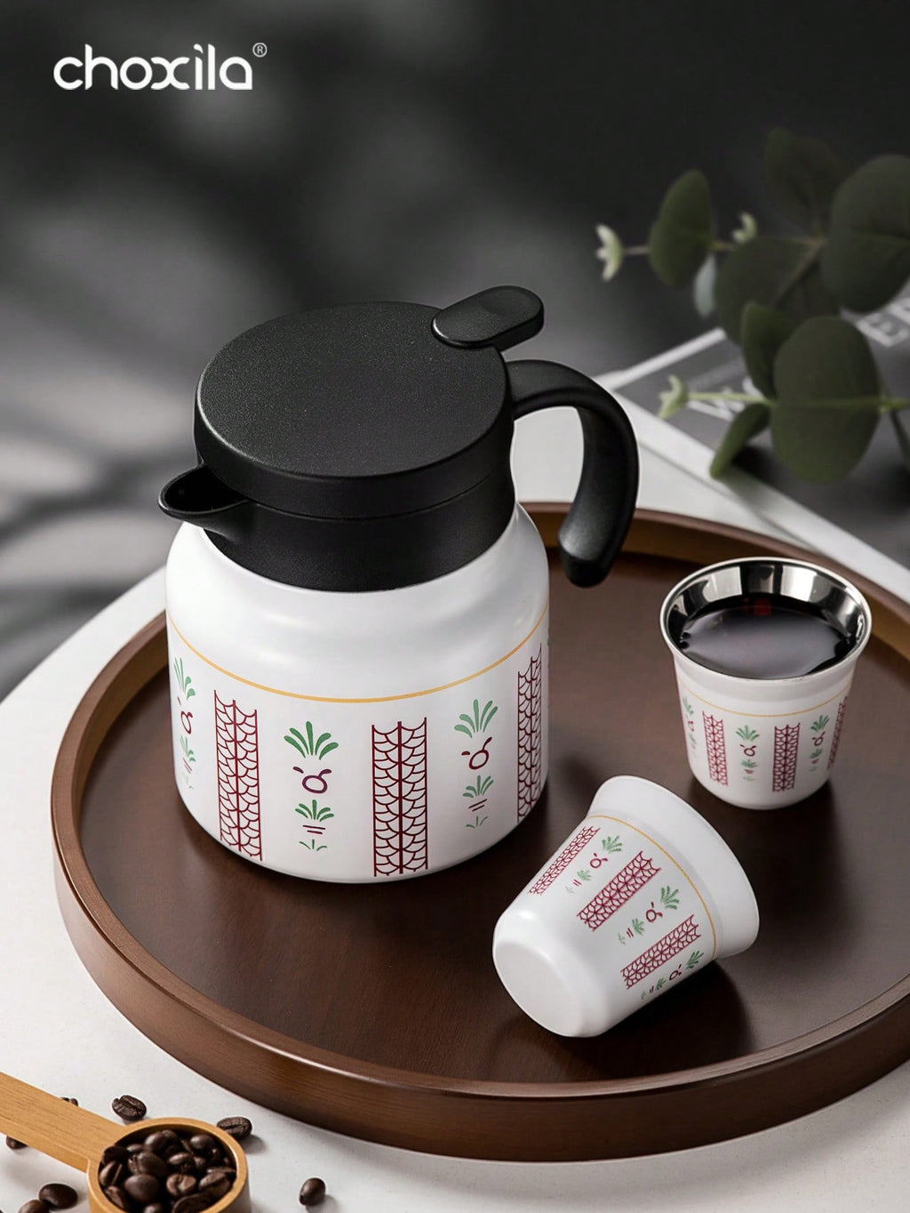 choxila 1 قطعة إبريق فراغي من الفولاذ المقاوم للصدأ، إبريق شاي معزول بمصفاة، إبريق شاي على الطراز السعودي، إبريق ماء، إبريق قهوة، إبريق فراغي مزدوج الجدران للحفلات/المنزل/المكتب/هدايا رمضان