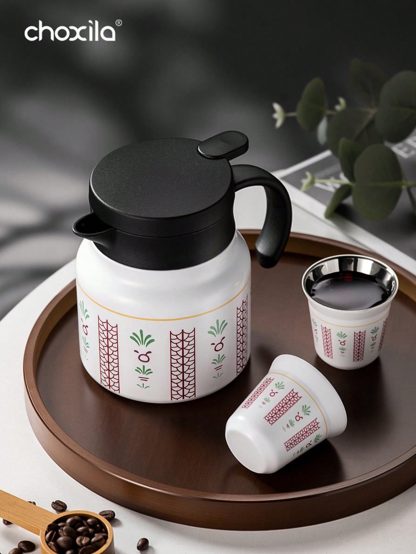 choxila 1 قطعة إبريق فراغي من الفولاذ المقاوم للصدأ، إبريق شاي معزول بمصفاة، إبريق شاي على الطراز السعودي، إبريق ماء، إبريق قهوة، إبريق فراغي مزدوج الجدران للحفلات/المنزل/المكتب/هدايا رمضان