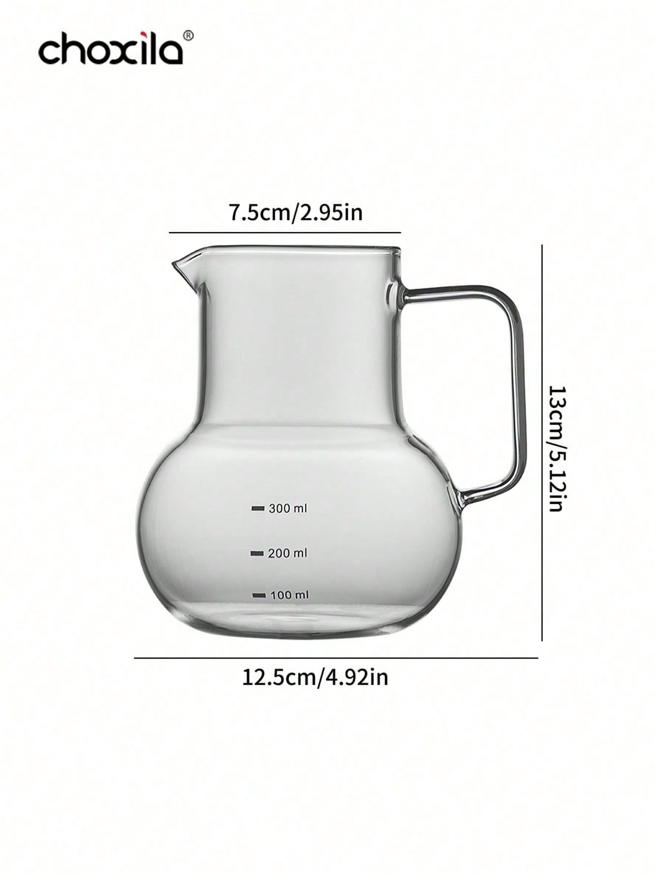 1个高硼硅玻璃咖啡分享壶，耐热V02手冲咖啡壶带刻度 - 600ml手冲 & 挂耳咖啡壶，咖啡过滤壶，咖啡壶，咖啡配件，咖啡馆、露营和家庭必备咖啡设备