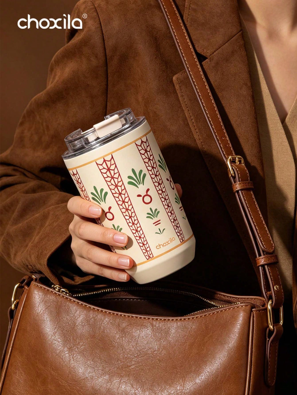 1个便携式不锈钢旅行保温杯，带直饮盖的隔热咖啡杯，可重复使用防漏杯，适用于汽车通勤、露营和日常饮品