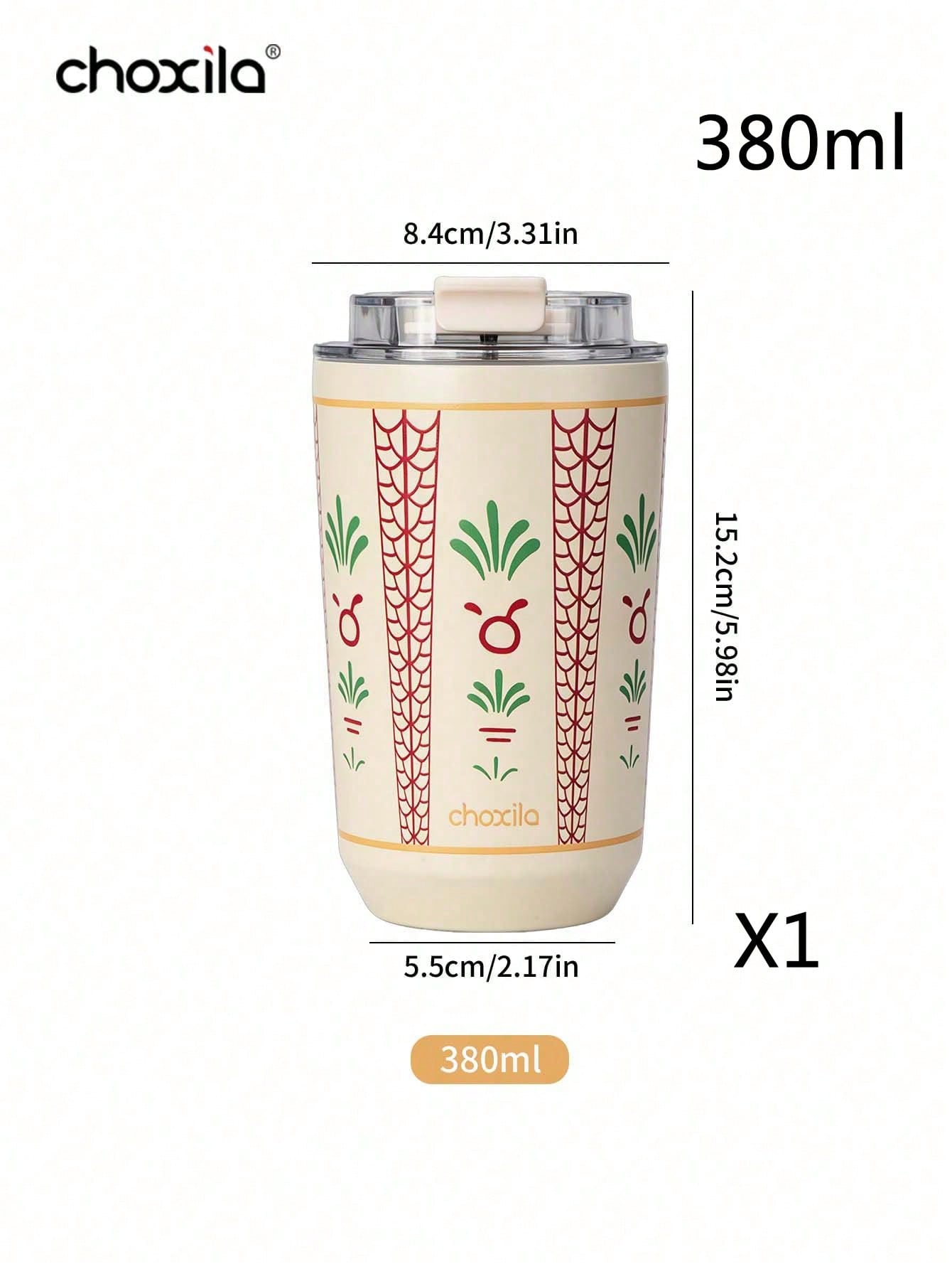 1个便携式不锈钢旅行保温杯，带直饮盖的隔热咖啡杯，可重复使用防漏杯，适用于汽车通勤、露营和日常饮品